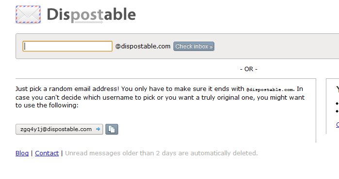 dispostable instant email box