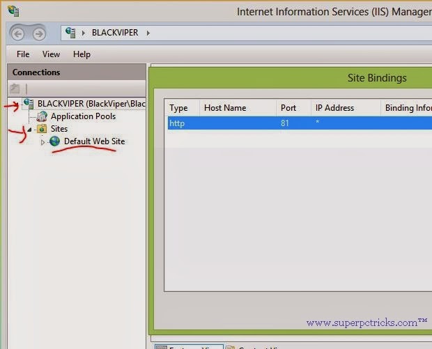 changing port number in IIS