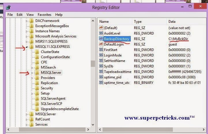 creating BackupDirectory value in Registry-Property BackupDirectory is not available for Settings 