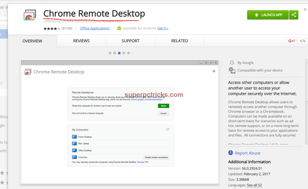google chrome desktop remote