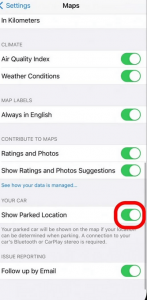 show parked location apple maps