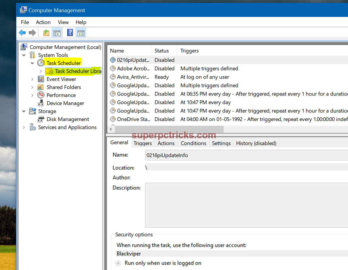 remotely disable scheduled task
